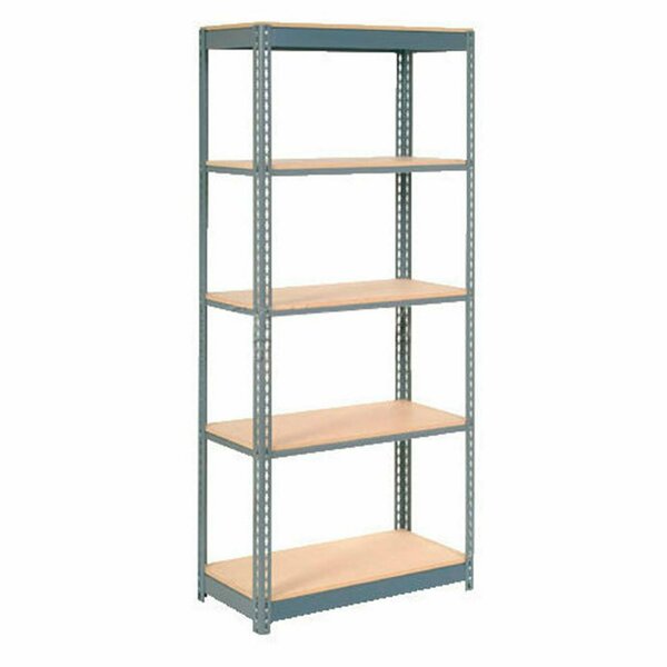 Global Industrial 5 Shelf, Boltless Shelving, Starter, 48inW x 18inD x 84inH, Wood Deck 254443